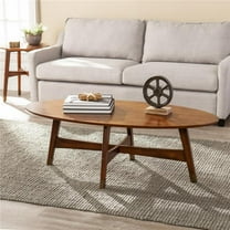 52 in. Solid Wood & Metal Rectangular Coffee Table, Brown