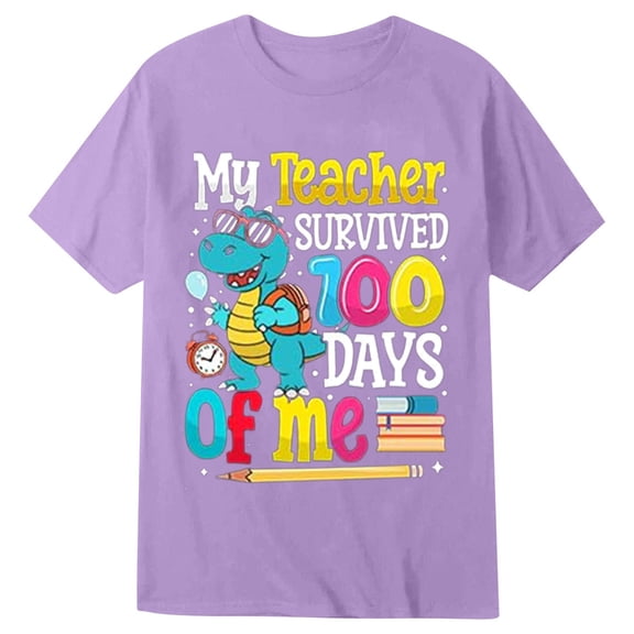 Shadoumai Boys Tshirts 6 Crew Neck Short Sleeve Casual Daily Pullover Tops 100 Days Of School Shirt Boys