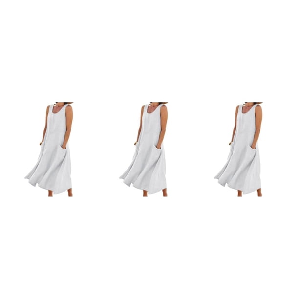 Qarigey vestido de lino de algodón de verano de las mujeres sin mangas boho vestidos de tanque mil-becerro chaleco playa largo kaftan viaje Type1 NO1