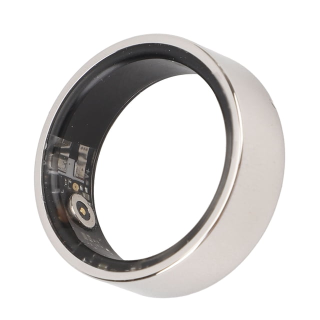 Bague Intelligente de Santé, Bague Intelligente Bluetooth Rechargeable Traqueur de Santé IP68 Étanche en Acier Inoxydable pour Mise en Forme Noir, Argent, Or