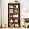 thumbnail image 4 of 6-Tier Industrial Etagere Bookcase - 70.87 Inch X Pattern Metal Wood Storage Shelf for Home Office Decor (Black), 4 of 5