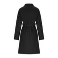 thumbnail image 6 of Classy Wool Blend Trench Coats Ladies with Belt Double Breasted Long Sleeve Notched Lapel Collar Warm Overcoat (Medium, Black), 6 of 6