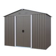 thumbnail image 6 of Olurrisa 8x4ft Gray Outdoor Metal Storage Shed with Metal Foundation, Galvanized Steel Lockable Shed with Sliding Doors, 6 of 8