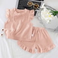 thumbnail image 2 of KPOPLK Toddler Baby Girl Clothes 1t 2t 3t 4t 5t Fly Sleeve Dress Tshirt Shorts Set Summer Casual Outfits Size 1-2 Years,Pink, 2 of 5