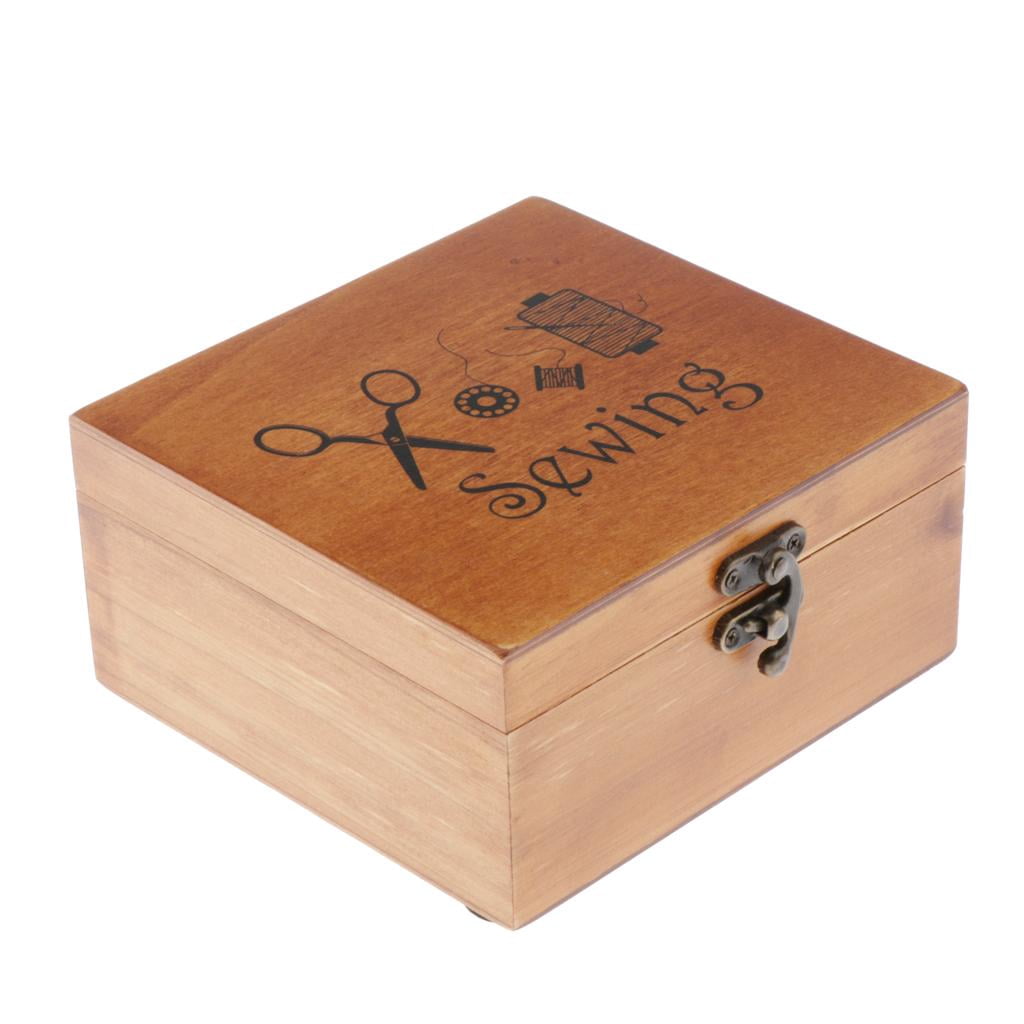 QccHieUs Wooden Sewing Kit Set - Wood Basket Storage Organizer Box With Professional Hand