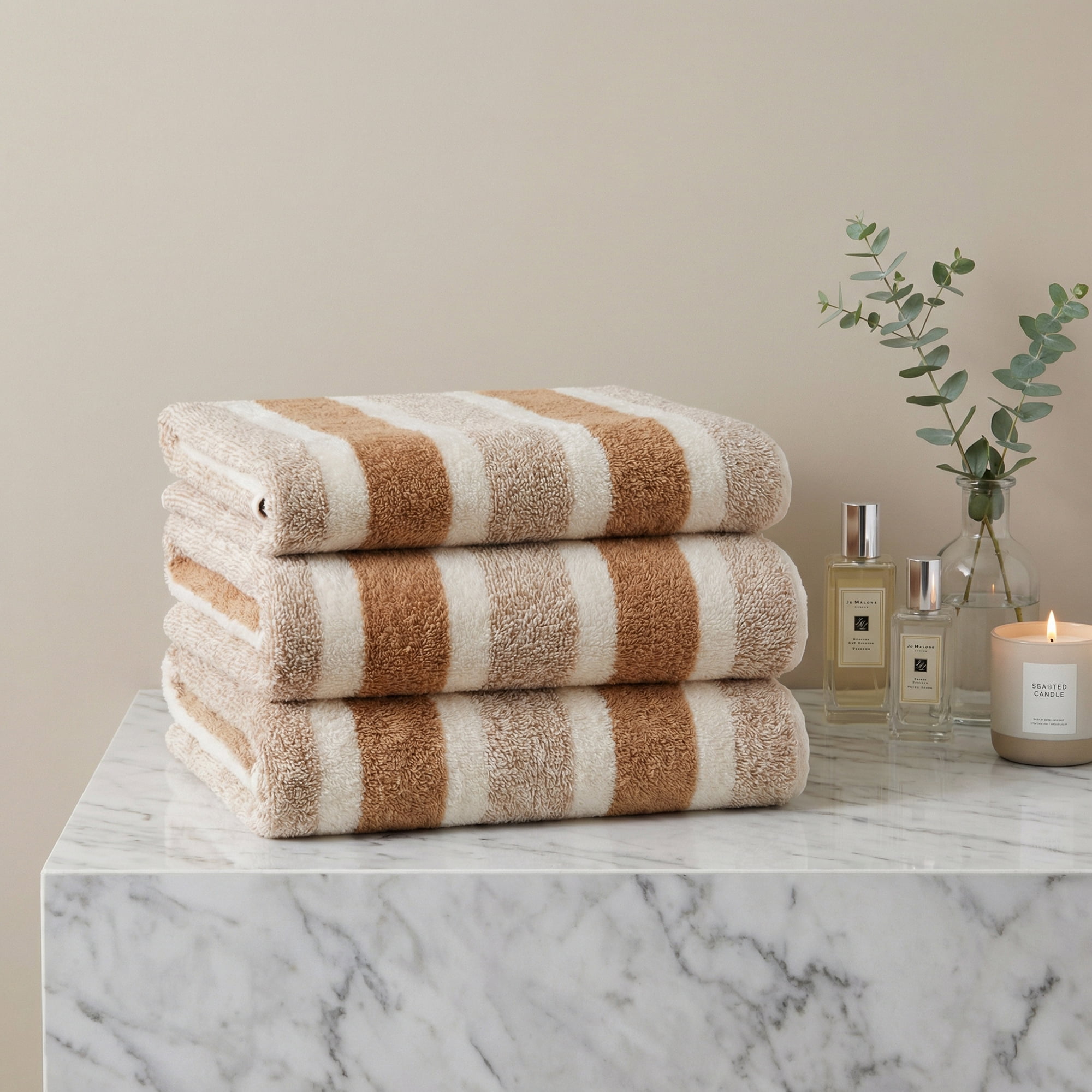 Unique Bargains Plush Absorbing Bath Towel 2 Pack Brown/Grey 71" x 35"/55" x 28"
