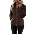 thumbnail image 4 of JUUNthy Women Fleece Jacket, Zip Up Stand Collar Soft Fuzzy Winter Warm Outerwear Coat with Pockets White 2XL, 4 of 13