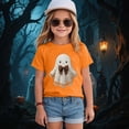 thumbnail image 2 of xaweyi Kids Halloween Cute Ghost T Shirt Short Sleeve Crew Neck Girls Graphic Holiday Top,Sizes 9-10 Years, 2 of 5