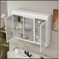 thumbnail image 3 of 3 Door Arched Wall Mounted Glass Cabinets for Kitchen, Living Room and Bathroom(White), 3 of 13