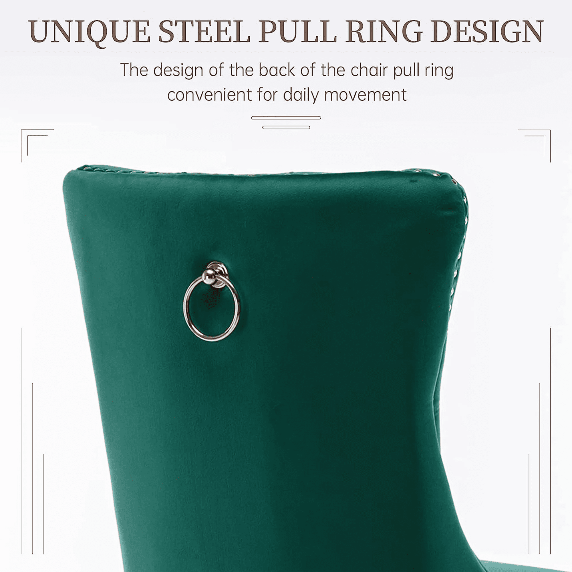 Dining Chairs Set of 2, Upholstered High-End Tufted Dining Room Chair with Back Ring and Nailhead Trim, Modern Velvet Kitchen Chairs with Solid Wood Legs for Kitchen, Home,Green,