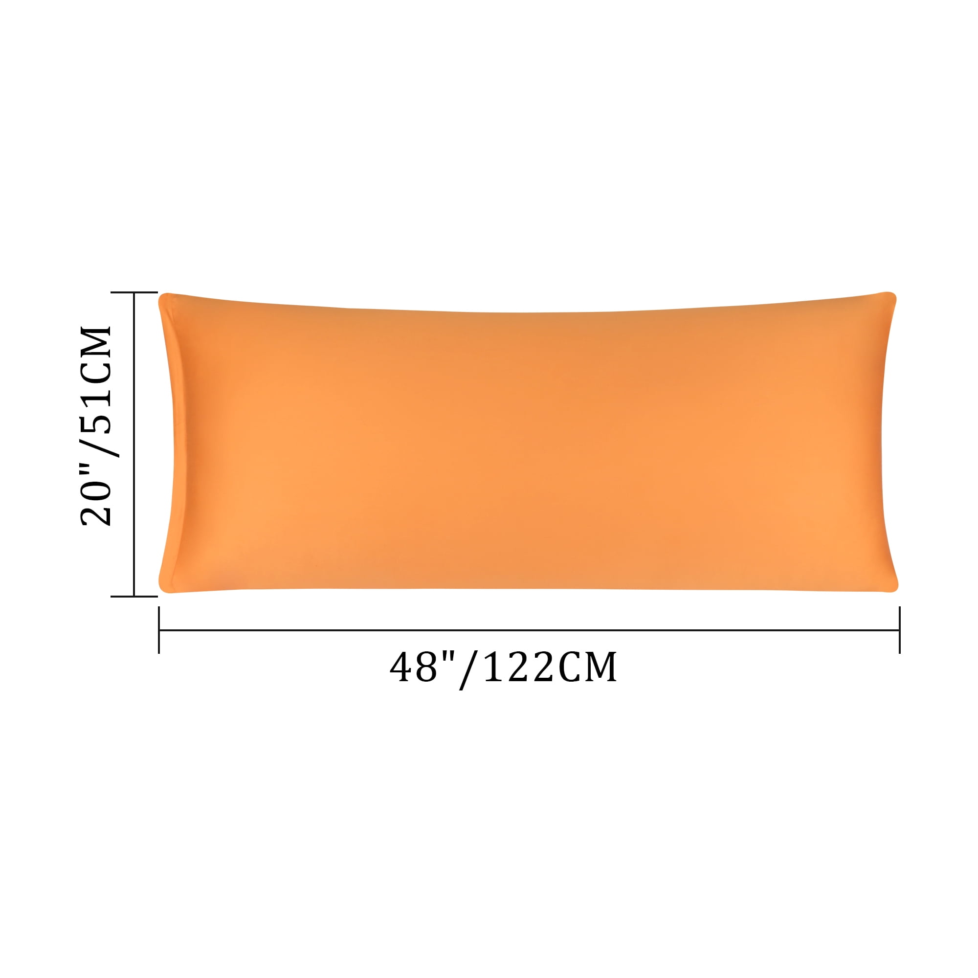 Unique Bargains Egyptian Cotton Zipper Long Body Pillow Cover Orange 20" x 48"
