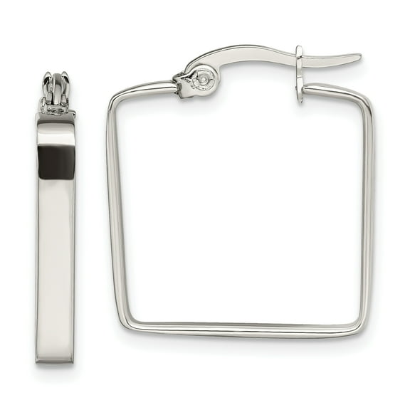 Stainless Steel 20mm Square Hoop Earrings