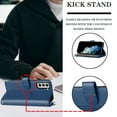thumbnail image 3 of SaniMore Wallet Case for Samsung Galaxy S22 Plus, RFID Blocking PU Leather Zipper Handbag Purse Flip Cover, Kickstand Folio Case with Card Slot Wrist Strap Lanyard for Samsung S22 Plus, Blue, 3 of 7