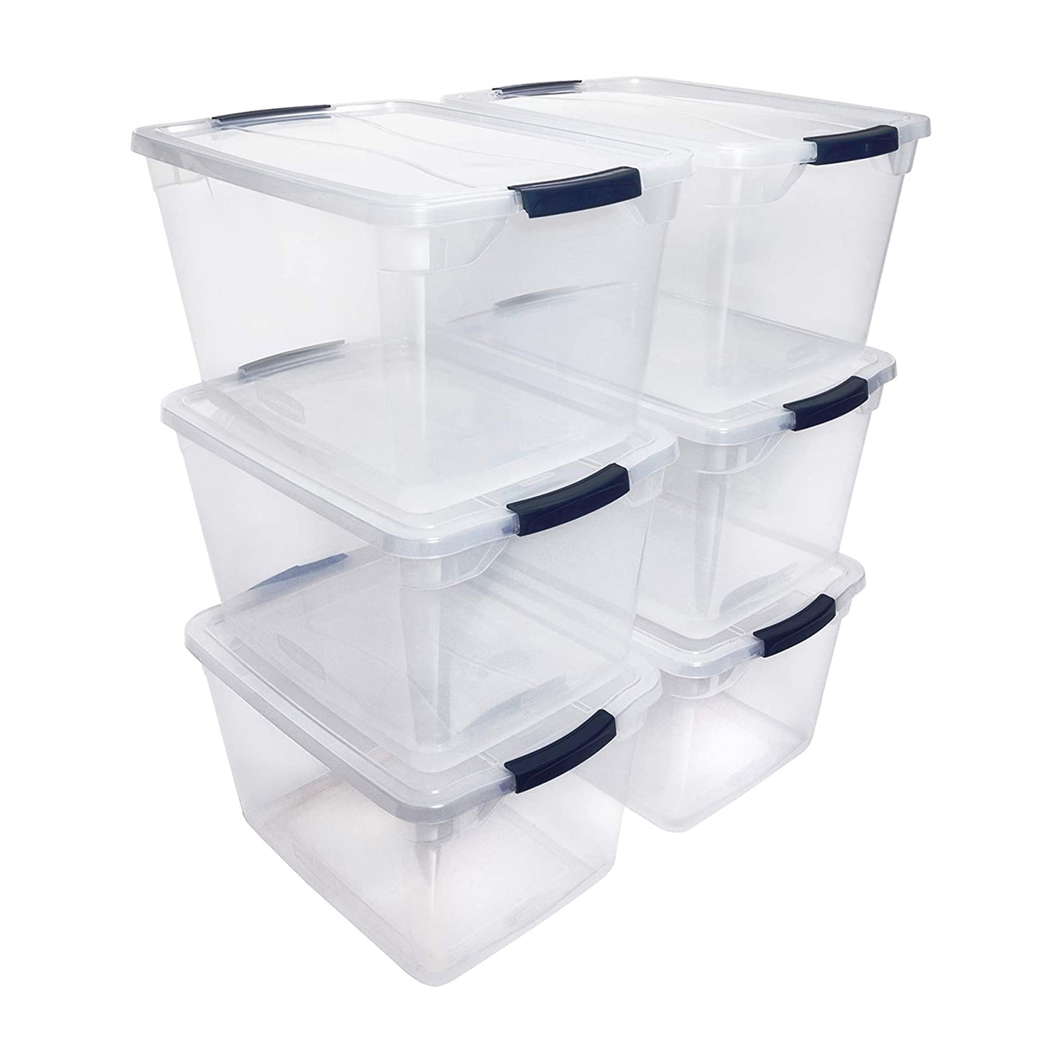 Rubbermaid Clever 30 Quart Plastic Storage Tote Container With Lid 6 Pack Com Plastic Storage Tote Container With Lid, Clear Storage Containers With Lids