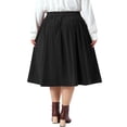 thumbnail image 3 of Agnes Orinda Women's Plus Size Halloween Outfits Corduroy Skirts Button Decor Vintage Elastic High Waist A-line Midi Skirt with Pockets 1X Black, 3 of 6