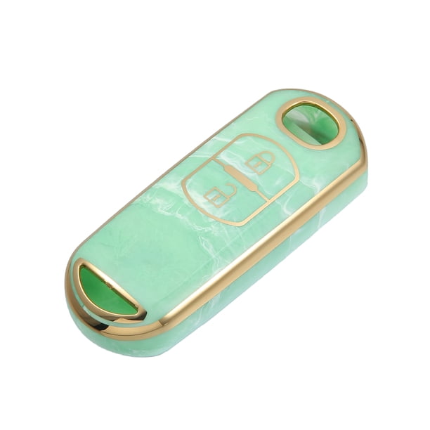 Funda para llave compatible con Mazda CX-3 CX-4, 2 botones, diseño de porcelana, moda, suave, TPU, verde, mando a distancia, sin llave, inteligente, funda protectora