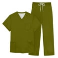 thumbnail image 4 of HAJWOH Mens Scrubs Sets Stretchy Nurse Uniform Short Sleeve V-Neck Scrub & Jogger Pant Solid Color Scrub Suit with Multi Pocket Army Green 2XL, 4 of 4