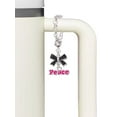 thumbnail image 3 of Delight Jewelry Hot Pink ''Peace'' with Heart - Silvertone Bow Charm Accessory for Tumblers and Thermal Cups, 3 of 4