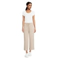 thumbnail image 2 of Time and Tru Women’s Mid-Rise Brushed Hacci Pull-on Cropped Wide Leg Pants, 2 of 5