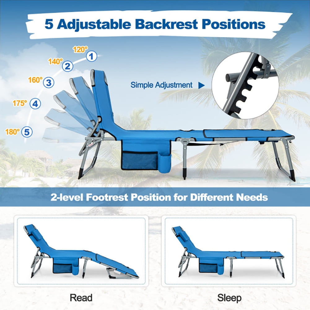 Aimee Lii 5-position Outdoor Folding Chaise Lounge Chair, Outdoor Patio Furniture, Blue Aimee Lii 5-position Outdoor Folding Chaise Lounge Chair, Outdoor Patio Furniture, Blue