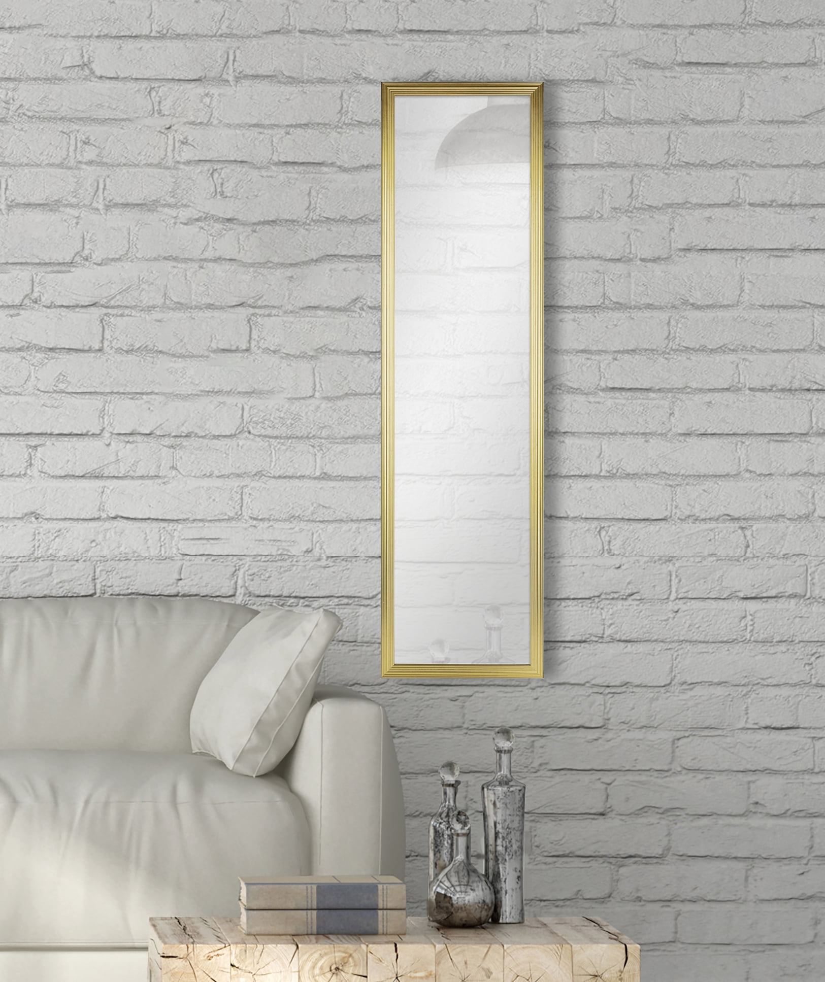 Mainstays 13x49 Gold Rectangle Large Wall Mirror for Bathroom or Living Room