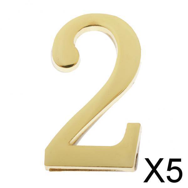 Placa de Número de Puerta Baoblaze 5 Piezas Metal Dorado 2