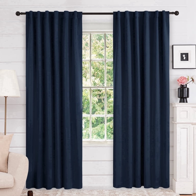 Deconovo Blackout Curtains 52x84 Navy Blue 2-Panel Set photo 1