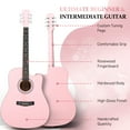 thumbnail image 6 of Glarry 41in Beginner Cutaway Acoustic Guitar Starter Kit with Bag, Tuner, Extra Strings, Pink, 6 of 18