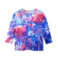thumbnail image 4 of CCRFTGI American Flag Shirts for Kids Girls Size 6-7 Cute Tops 4th Of July 3/4 Sleeve Crew Neck Patriotic Tie Dye Tee Red White and Blue Summer Shirts Tee Tops Vermilion 12-13 Years, 4 of 4