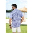 thumbnail image 4 of HAPPY BAY Men's Hawaiian Shirts Short Sleeve Button Down Shirt Mens Hawaii Shirts Boho Vacation Casual Summer Beach Shirts for Men Funny S Blue, Leaves, 4 of 5