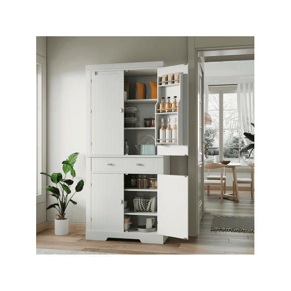 Eastvita 72-Inch Tall Pantry Cabinet Large Storage Cupboard with 6 Doors/Drawer//Adjustable Shelves for Kitchen/Dining/or Laundry Room