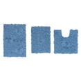 thumbnail image 2 of Home Weavers Bell Flower Collection 100% Cotton Non-Slip Bathroom Rug Set Machine Washable Bathroom Rug-17"x24", Bath Rug- 21"x34", U Shaped Contour- 20"x20", Sky Blue Color 3 Piece Bath Rug set, 2 of 8