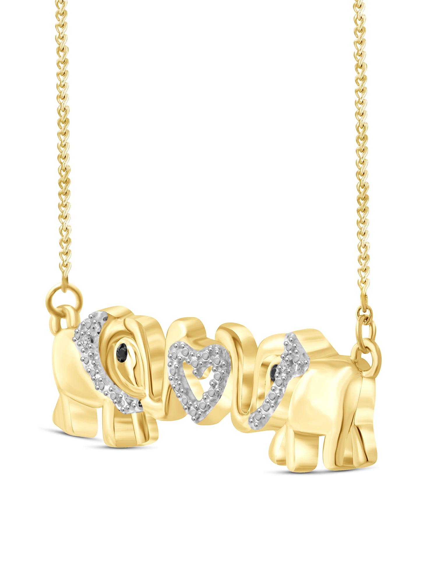 JewelersClub Black And White Diamond Accent 14kt Gold-Plated Elephant Pendant, 18"