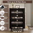 thumbnail image 4 of Shoe Storage Cabinet with 4-Tier Drawers, Natural Rattan Freestanding Wooden Shoe Rack with Metal Leg,Shoe Organizer for Entryway, Hallway, Living Room(Black), 4 of 7