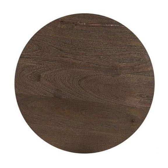 HomeRoots 521945 18 in. Dark Brown Solid Wood Round End Table