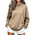 thumbnail image 5 of Frostluinai Womens Funnel Neck Sweatshirt Long Sleeve Oversized Pocket Pullover Plain Mockneck Casual Loose Sweat Shirts Drop Shoulder Fall Clothes, 5 of 9