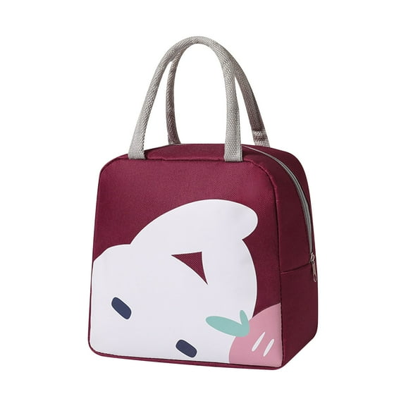 SCNOR Lunch Bag for Women and Men,Insulated Lunch Tote,Stitch Bento Bags,Oxford cloth,Red