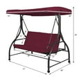 thumbnail image 2 of GVN 3 Seats Converting Outdoor Swing Canopy Hammock with Adjustable Tilt Canopy-Dark Red, Porch Swing Hanging Bench, Outdoor Swing Bench for Patio, Yard, Garden, 2 of 5
