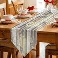 thumbnail image 2 of Table Runners 90 Inches Long, Farmhouse Cotton Linen Kitchen Dining Coffee Table Runner for Party Home Decor, Rustic Green Brown Wood Grain Mottled Tabletop Dresser Scarves Runner Decor 13x90 Inch, 2 of 9
