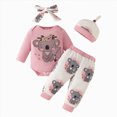 thumbnail image 6 of HCNTES Baby Girl Clothes Fall Winter Baby Girls Clothes Short Sleeve Cartoon Prints Romper Elastic Waist Shorts Headband Set Toddler Cute Summer Outfits, 6 of 7