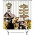 thumbnail image 2 of 4PCS/SET Highland Cow Shower Curtain set, Black and White Funny Farm Animal Vintage Lone Star Texas State Flag Western Country Farmhouse Bathroom Decor Non-slip Bath Rugs, Cattle with Bow Tie, 2 of 7