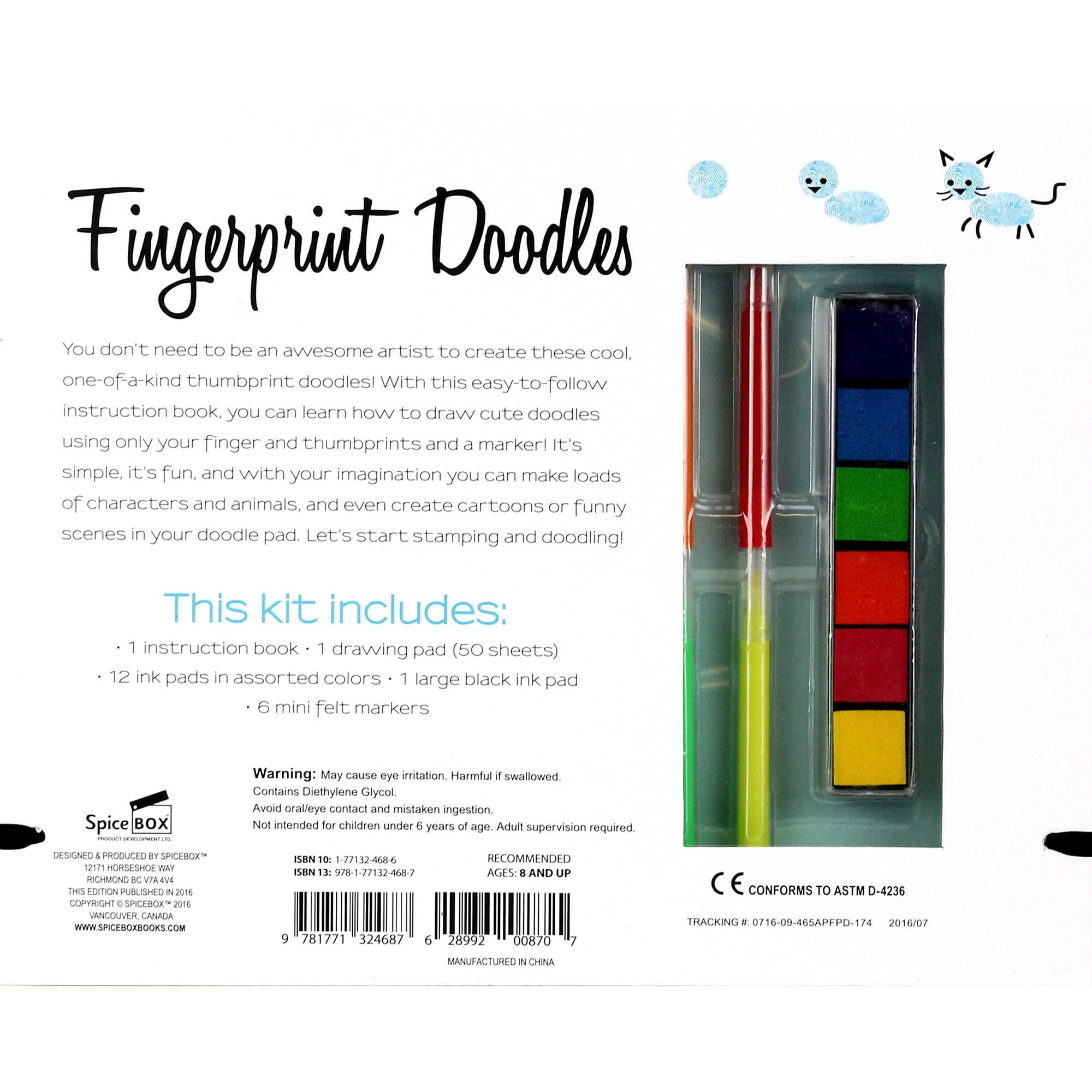 Imagine It: Fingerprint Doodles - Create Art & Characters From Your Fingerprints, Read-Stamp-Color-Play, Arts & Crafts Activity Kit, Kids Ages 8+