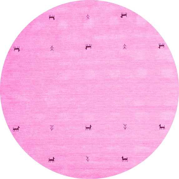 Ahgly Company Indoor Round Solid Pink Modern Area Rugs, 3' Round