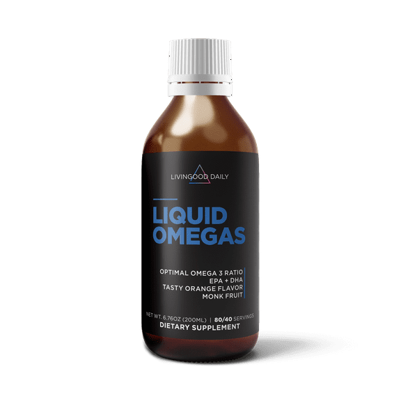 Livingood Daily Liquid Omegas, Omega 3 Fish Oil for Kids and Adults, 40-80 Servings
