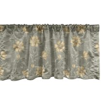 Ambesonne Floral Window Valance, Grunge Atmosphere Flowers, 54" X 12", Pale Olive Green