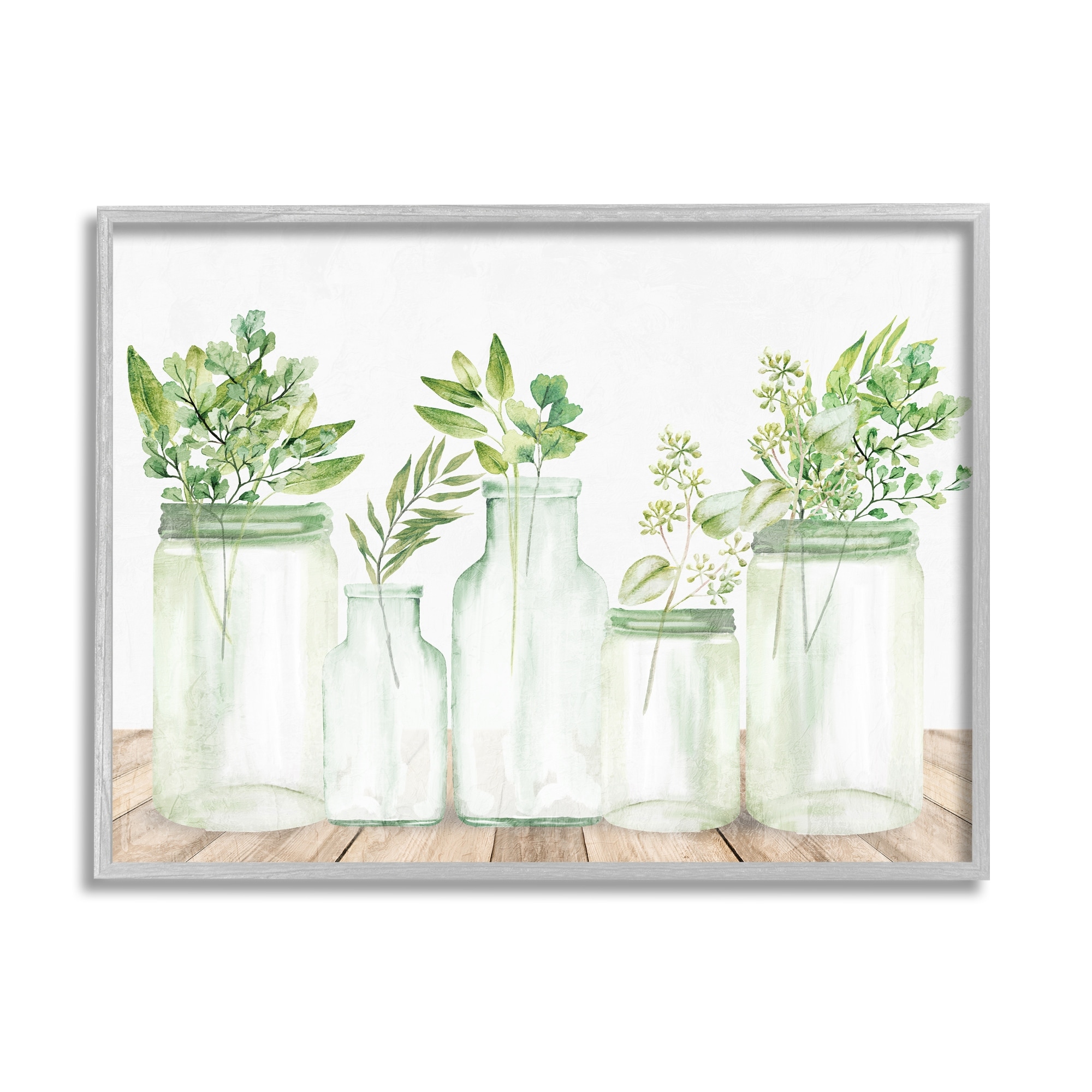 Stupell Industries Varied Herb Plant Arrangement Mixed Country Blooms Graphic Art Gray Framed Art Print Wall Art, Design by Kim Allen