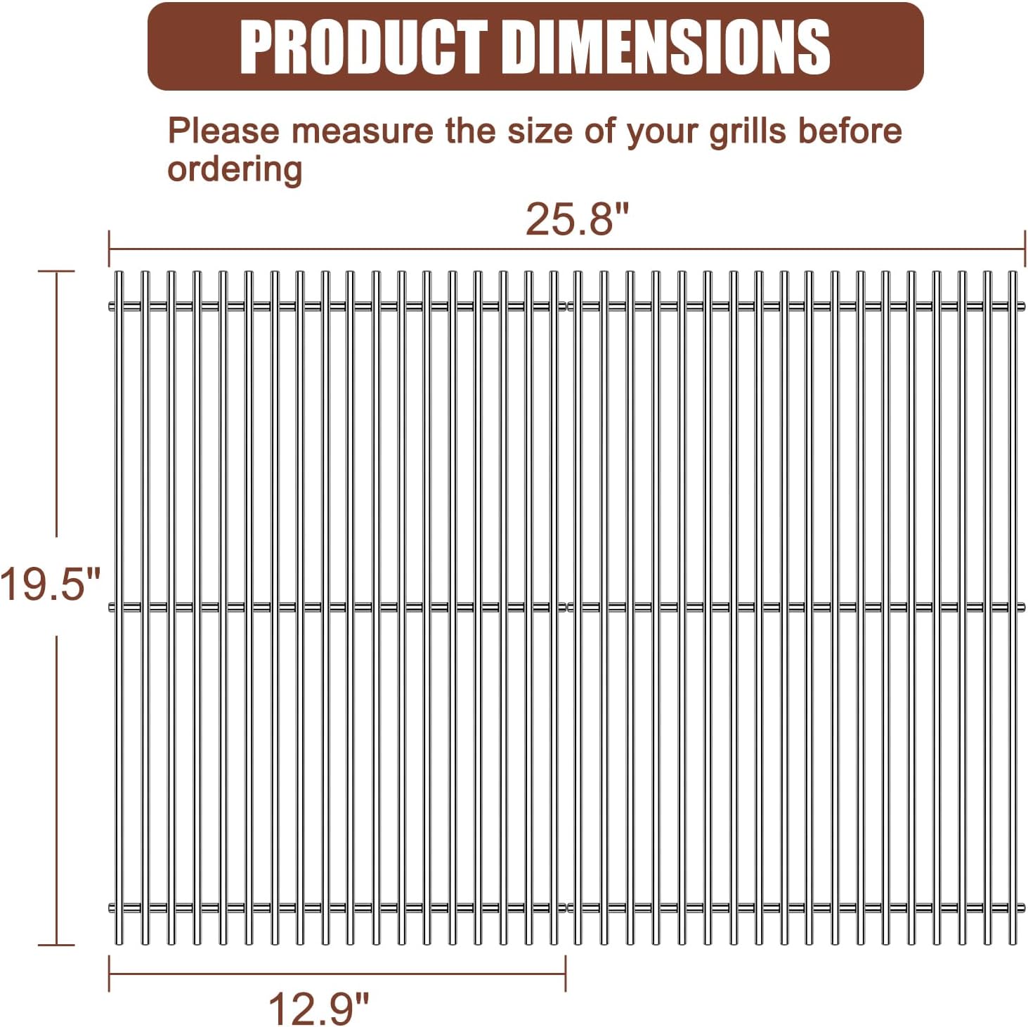 19.5" 304 Stainless Steel Grill Grates for Weber Genesis E310 E320 E330 S310 S320 S330 EP-310 EP-320 EP-330 Gas Grills Cooking Grates Replacement Parts for Weber Genesis 300 Series 7528 7524