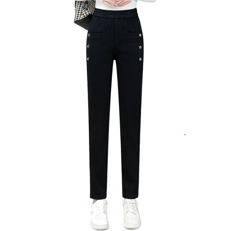 Daznico Winter Lined Stretch Denim Pants High Waist Slim Fit Comfortable Casual Everyday Tapered Leg Jeans for Ladies 26