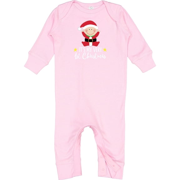 Inktastic Babys 1st Christmas Santa Claus Baby Romper Coveralls