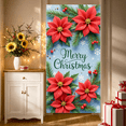 thumbnail image 3 of Festive Banner Merry Christmas Decorative Design Red Poinsettia Floral Holiday Decoration for Seasonal Celebration Indoor Venue Winter Party, 3 of 9